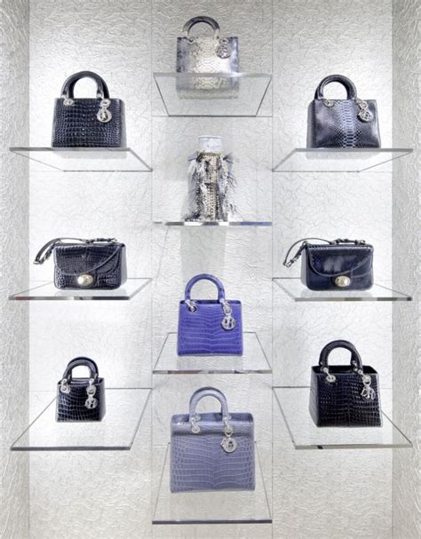 christian Dior purses on displays